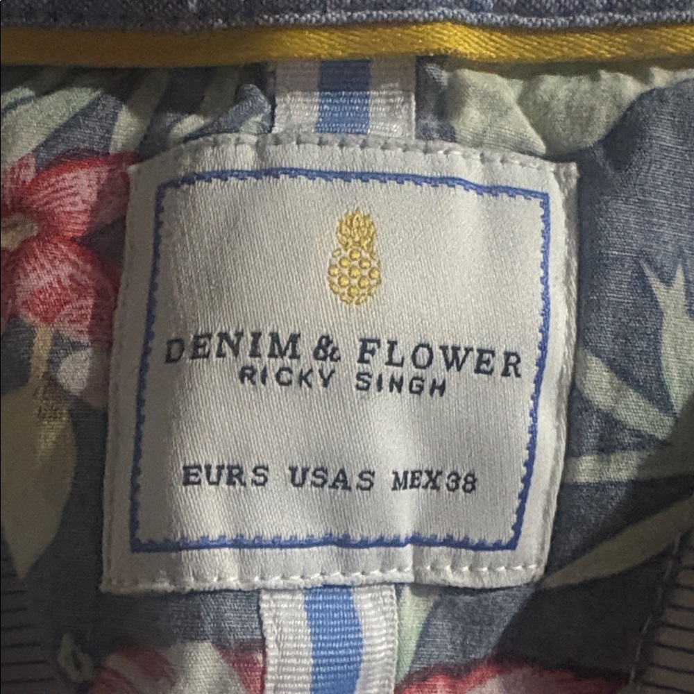 Denim & Flower Striped Shirt with Subtle Patterns